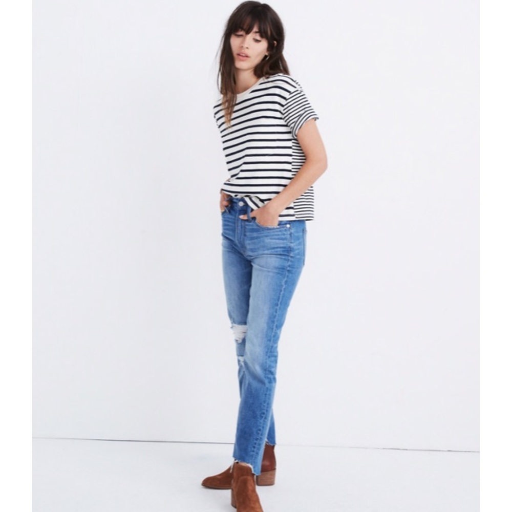 NWOT | Madewell | Striped Cropped Boxy Tee | Small